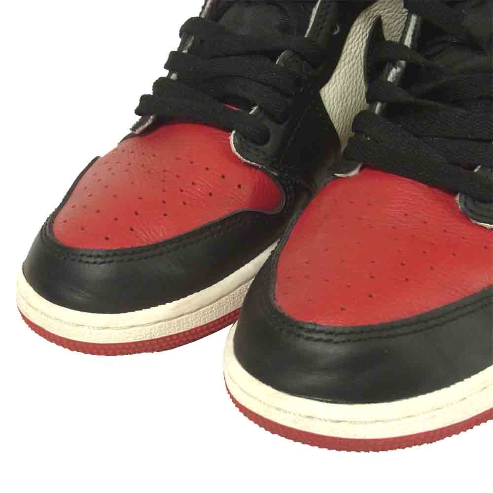 NIKE AIR JORDAN ナイキ ジョーダン 575441-610 1 RETRO HIGH OG BG BRED TOE ワン レトロ ハイ ブレッドトゥ スニーカー ブラック系 レッド系 25cm【中古】
