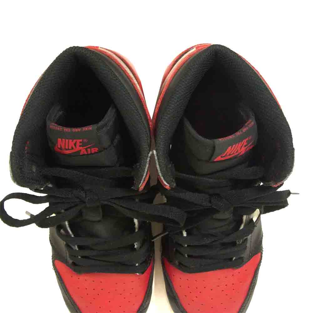 NIKE AIR JORDAN ナイキ ジョーダン 575441-610 1 RETRO HIGH OG BG BRED TOE ワン レトロ ハイ ブレッドトゥ スニーカー ブラック系 レッド系 25cm【中古】