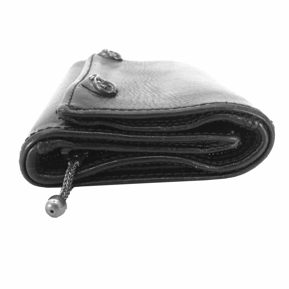 CHROME HEARTS クロムハーツ（原本無） 3FOLD 3フォールド ハート ボタン ウォレット ブラック系【中古】