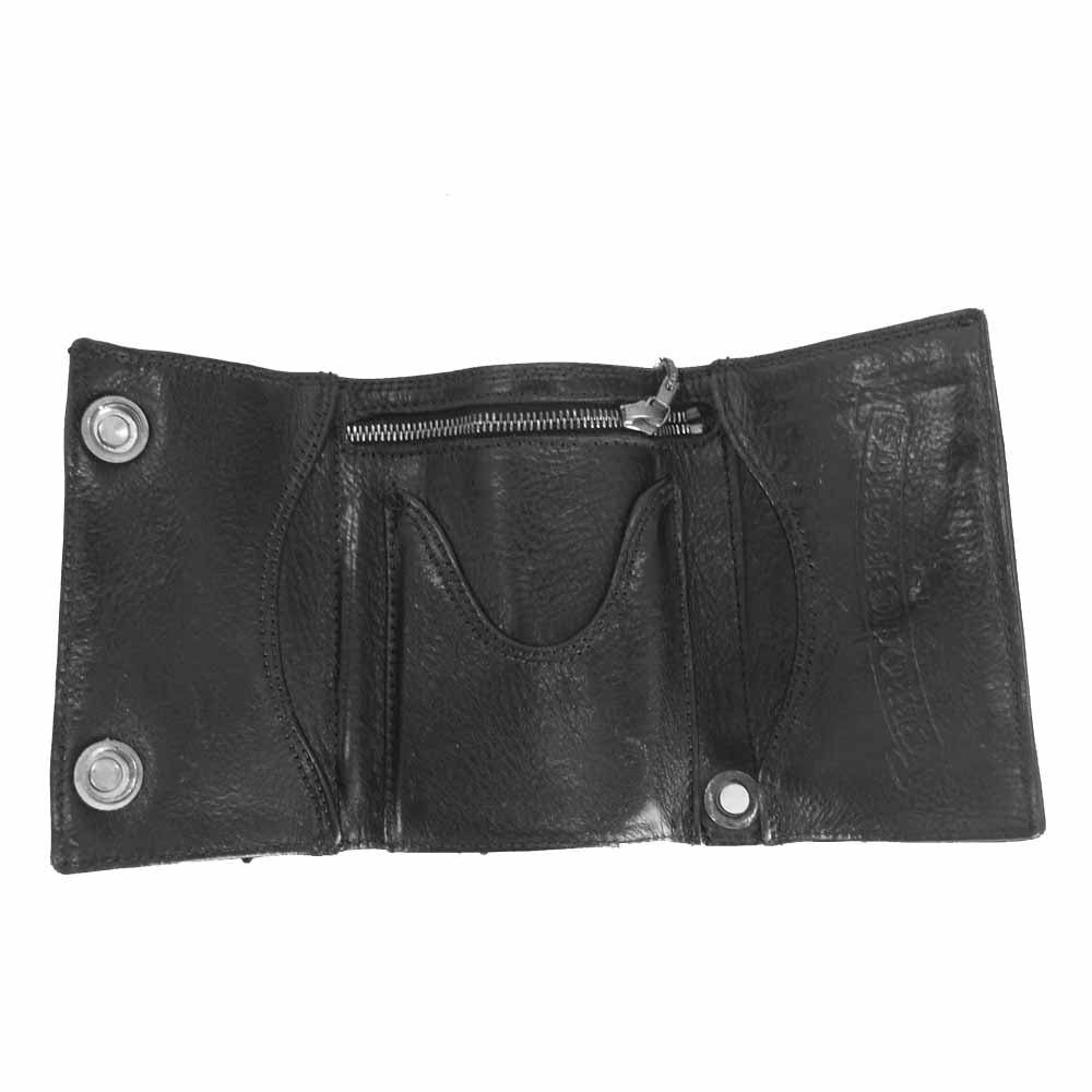 CHROME HEARTS クロムハーツ（原本無） 3FOLD 3フォールド ハート ボタン ウォレット ブラック系【中古】