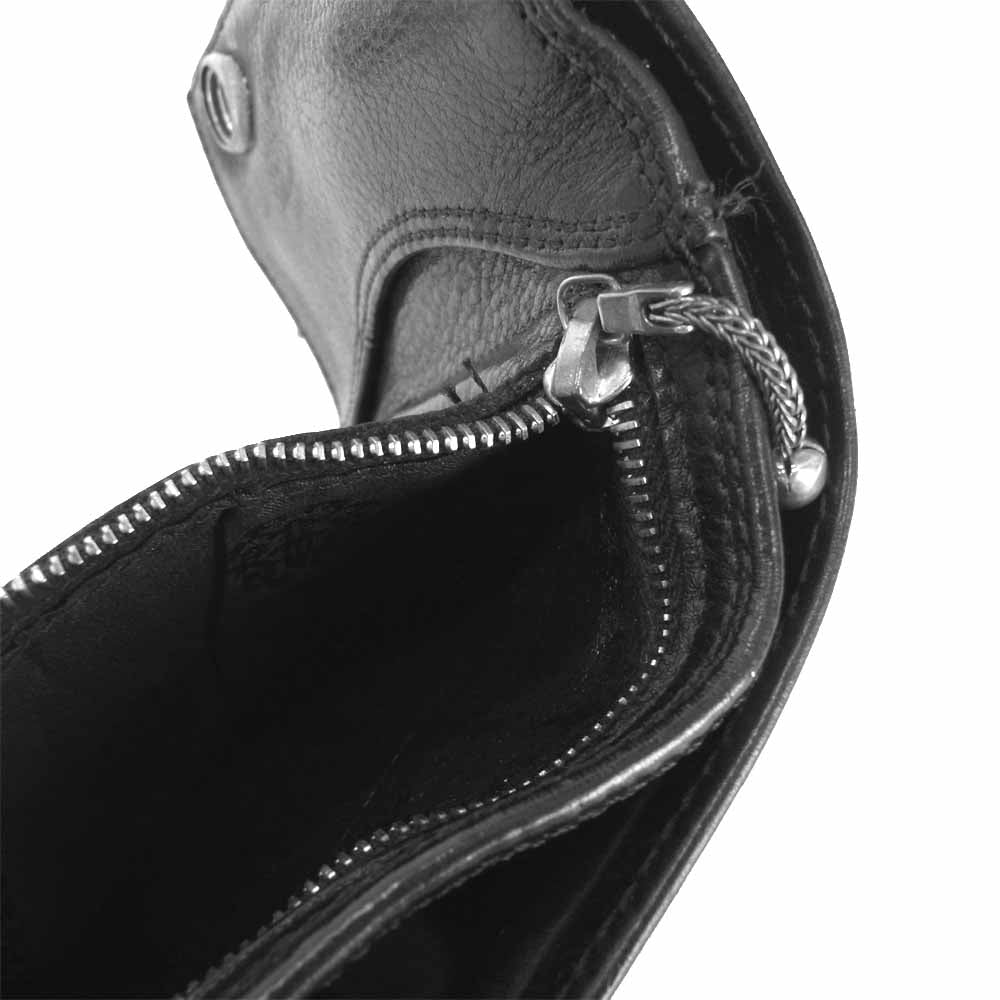 CHROME HEARTS クロムハーツ（原本無） 3FOLD 3フォールド ハート ボタン ウォレット ブラック系【中古】