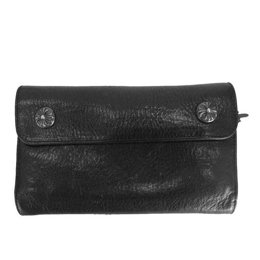 CHROME HEARTS クロムハーツ（原本無） WAVE ウェーブ クロスボール ボタン ウォレット ブラック系【中古】