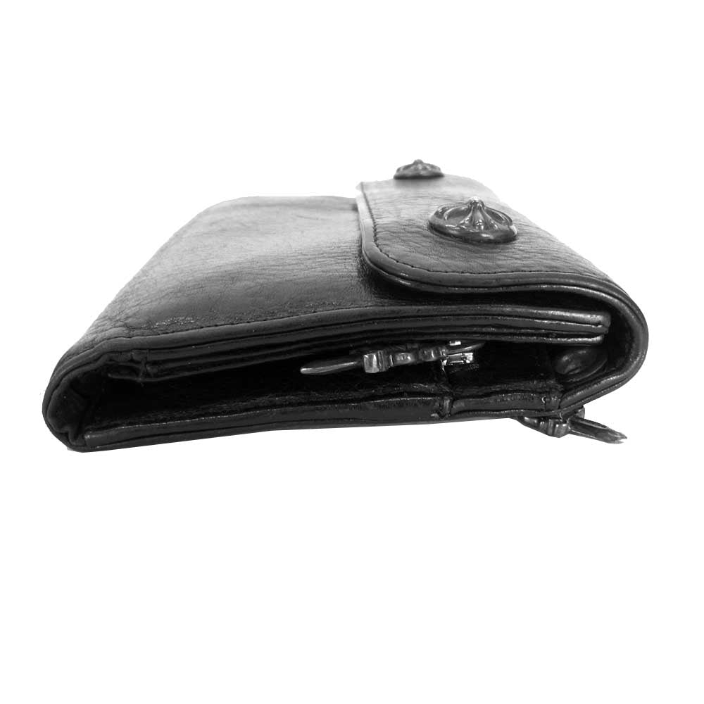 CHROME HEARTS クロムハーツ（原本無） WAVE ウェーブ クロスボール ボタン ウォレット ブラック系【中古】