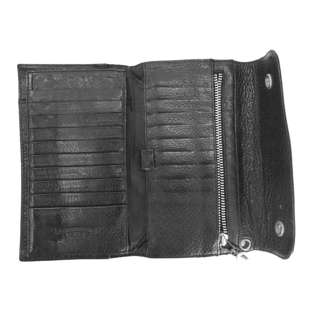 CHROME HEARTS クロムハーツ（原本無） WAVE ウェーブ クロスボール ボタン ウォレット ブラック系【中古】