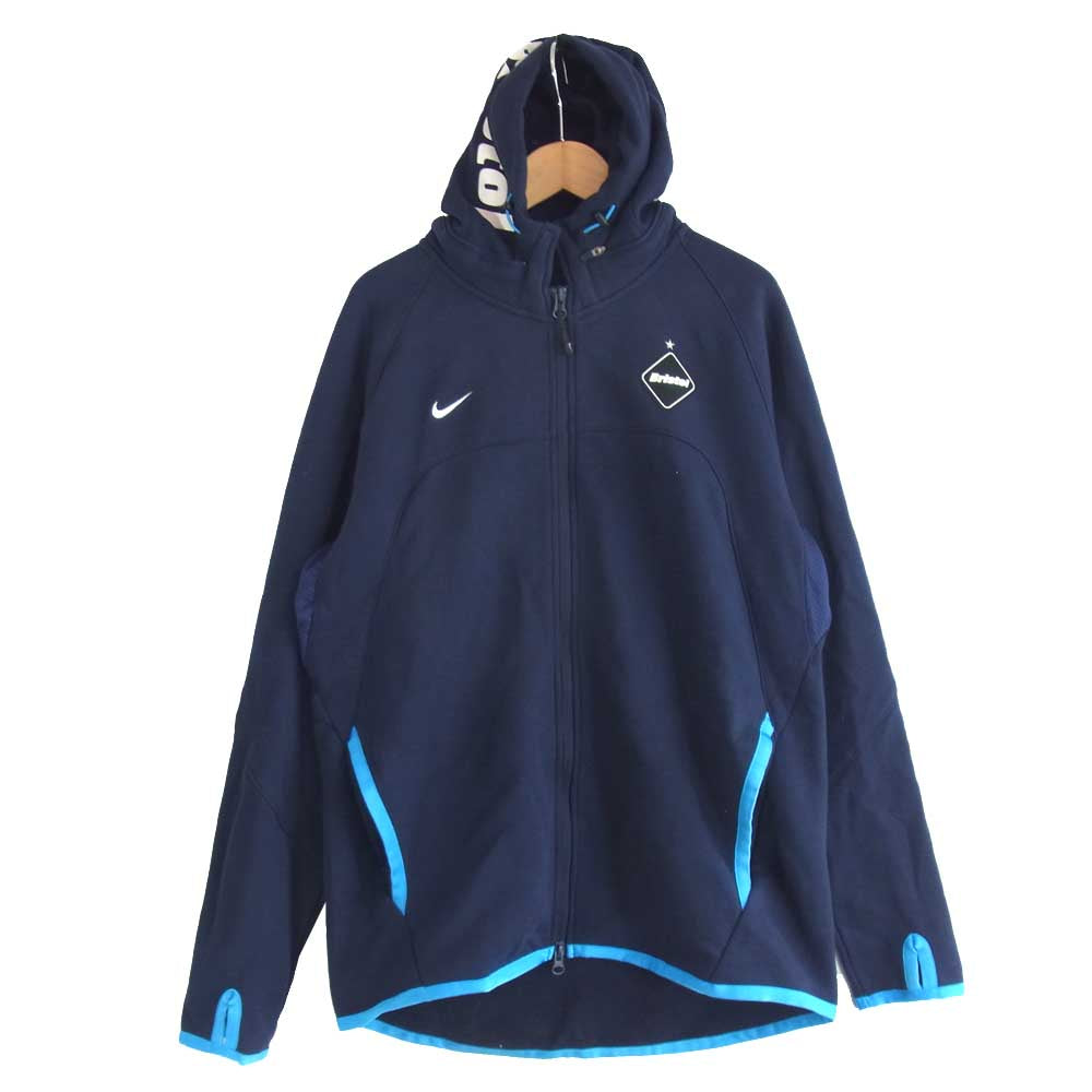 F.C.R.B. エフシーアールビー 534631 ×ナイキ NIKE SWEAT VENTILATION HOOD TOP スウェット ジップ パーカー ネイビー系 L【美品】【中古】