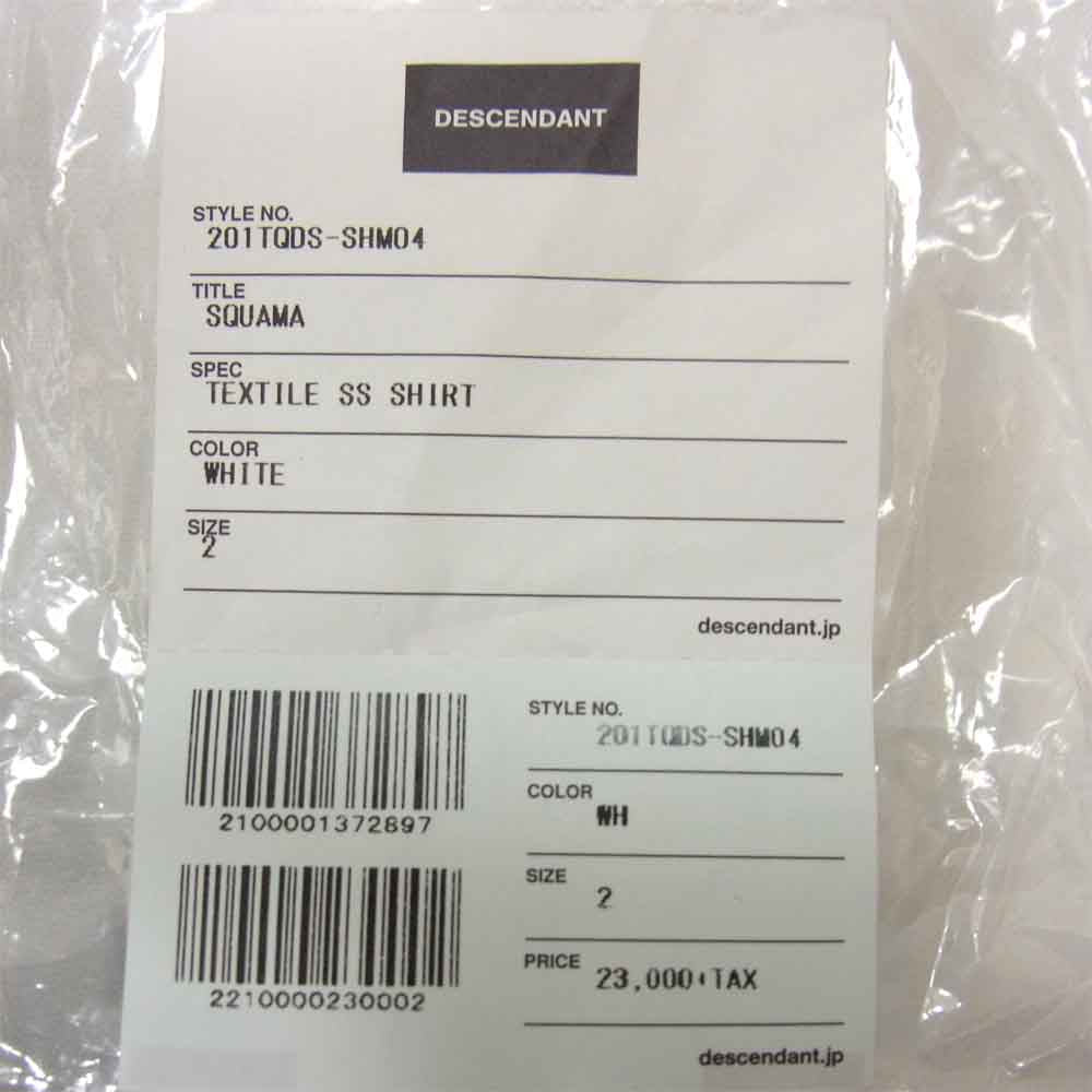 DESCENDANT ディセンダント 20SS 201TQDS-SHM04 TEXTILE SS SHIRT テキスタイル 半袖 シャツ ホワイト系 2【美品】【中古】