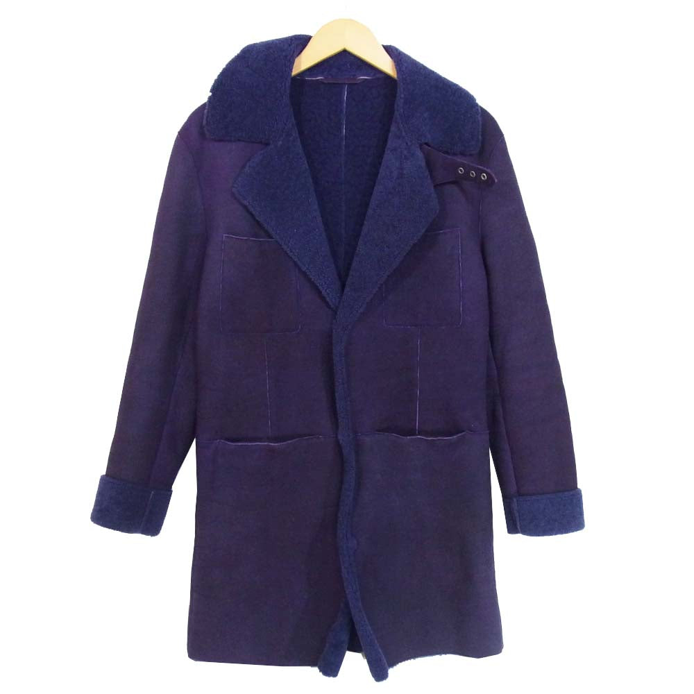 Emporio Armani エンポリオ・アルマーニ 国内正規品 羊毛皮 リアルムートン レザー コート パープル系 46【中古】