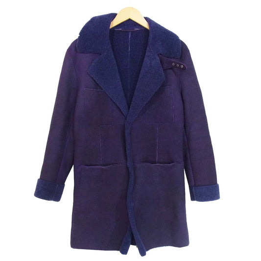 Emporio Armani エンポリオ・アルマーニ 国内正規品 羊毛皮 リアルムートン レザー コート パープル系 46【中古】