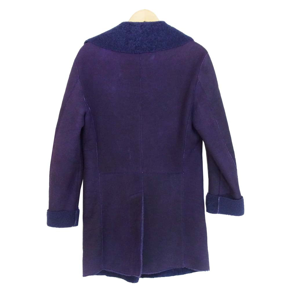 Emporio Armani エンポリオ・アルマーニ 国内正規品 羊毛皮 リアルムートン レザー コート パープル系 46【中古】