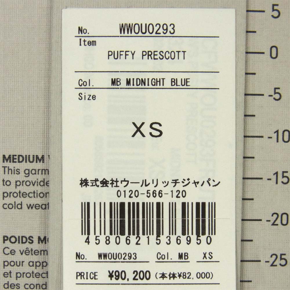 WOOLRICH ウールリッチ WWOU0293 PUFFY PRESCOTT パフィー プレスコット ダウンコート MB MIDNIGHIT BLUE XS【新古品】【未使用】【中古】
