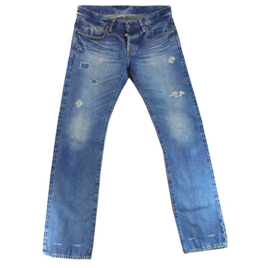 HYSTERIC GLAMOUR ヒステリックグラマー 022AP14 小窓加工 スタッズ ダメージ デニム パンツ インディゴブルー系 30【中古】
