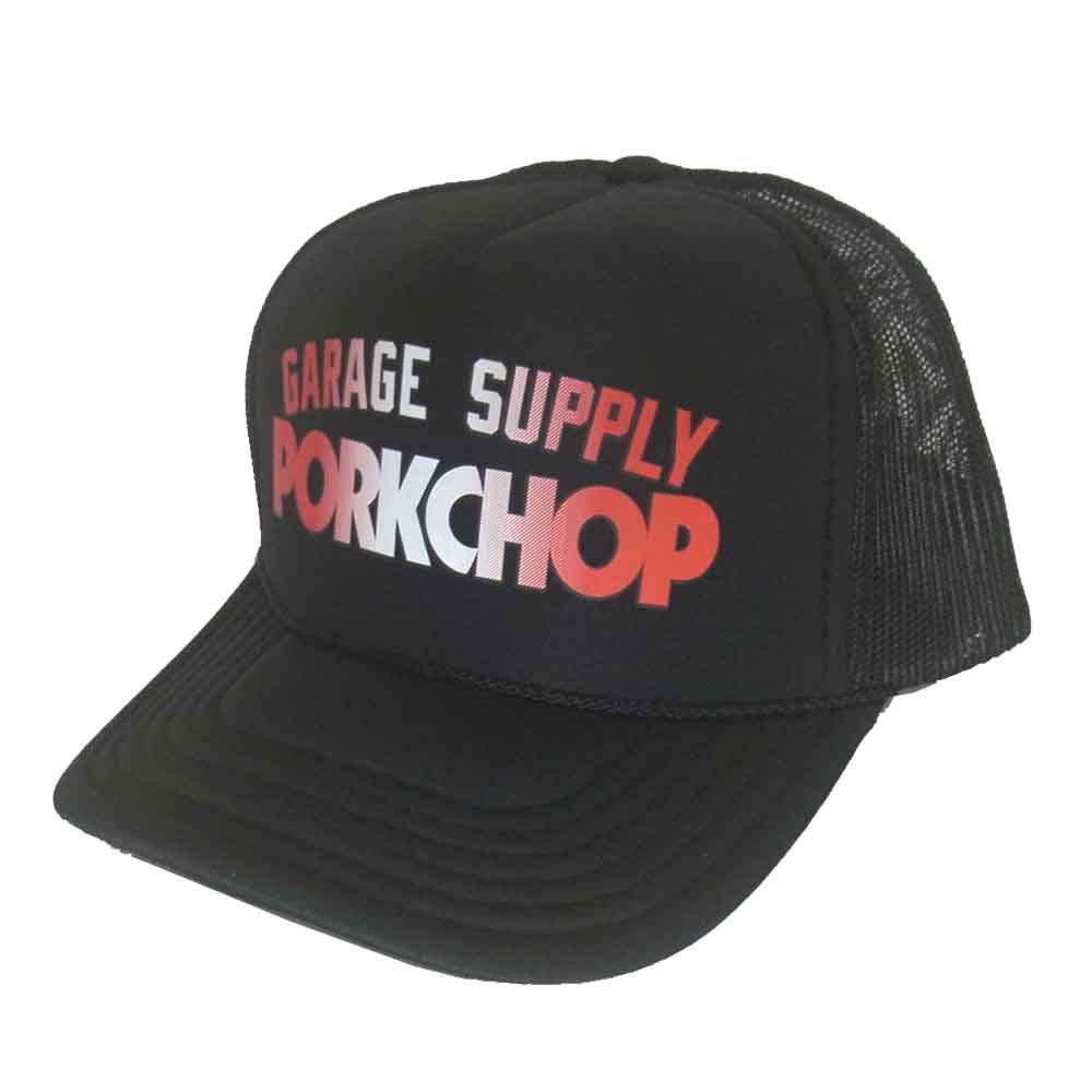ポークチョップ ロゴ メッシュ キャップ ブラック系【中古】