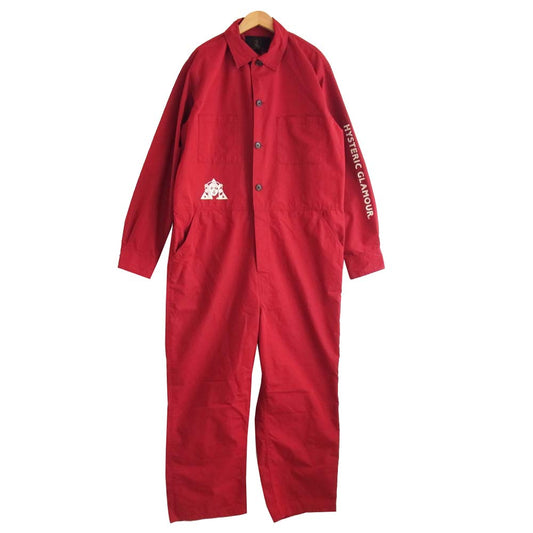 HYSTERIC GLAMOUR ヒステリックグラマー 20SS 02201AS01 TRIANGLE WOMAN オーバーサイズ オールインワン レッド系 M【中古】