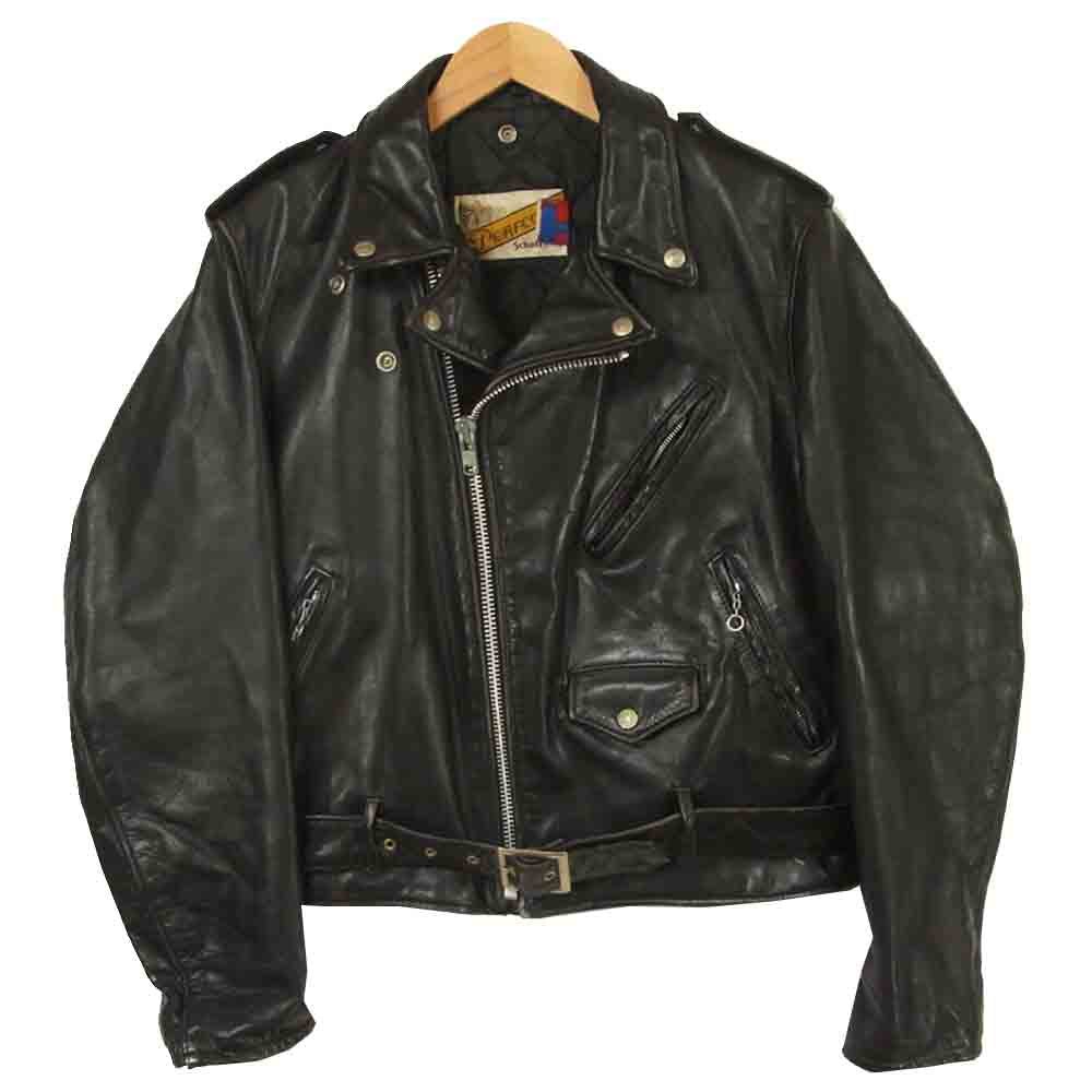 schott ショット 7203 PERFECTO レザー ダブルライダース ジャケット 牛革 アメリカ製 ブラック系 40【中古】