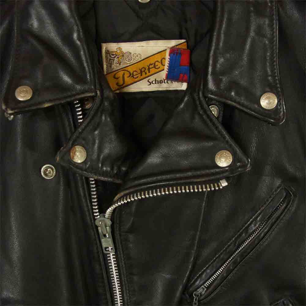 schott ショット 7203 PERFECTO レザー ダブルライダース ジャケット 牛革 アメリカ製 ブラック系 40【中古】