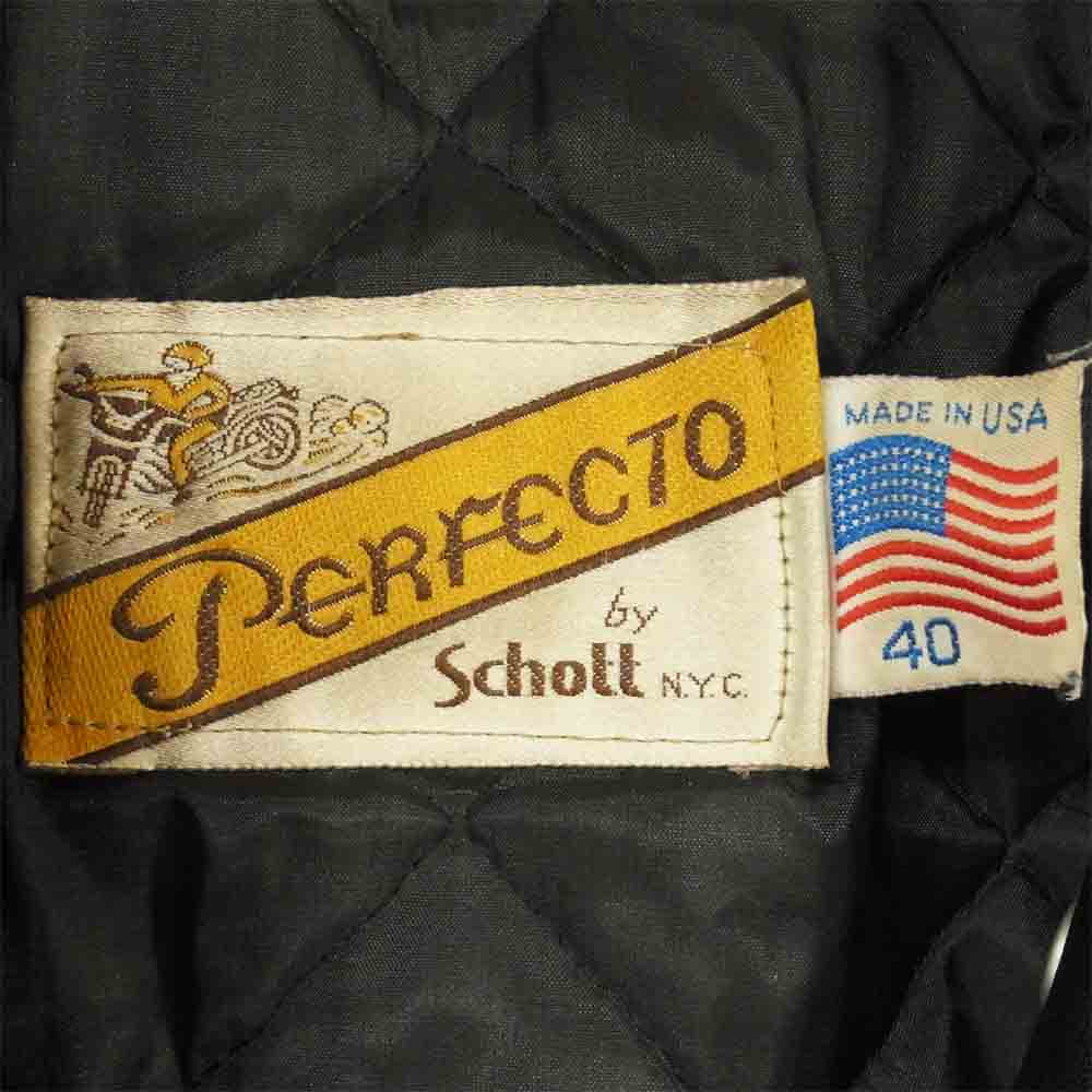 schott ショット 7203 PERFECTO レザー ダブルライダース ジャケット 牛革 アメリカ製 ブラック系 40【中古】