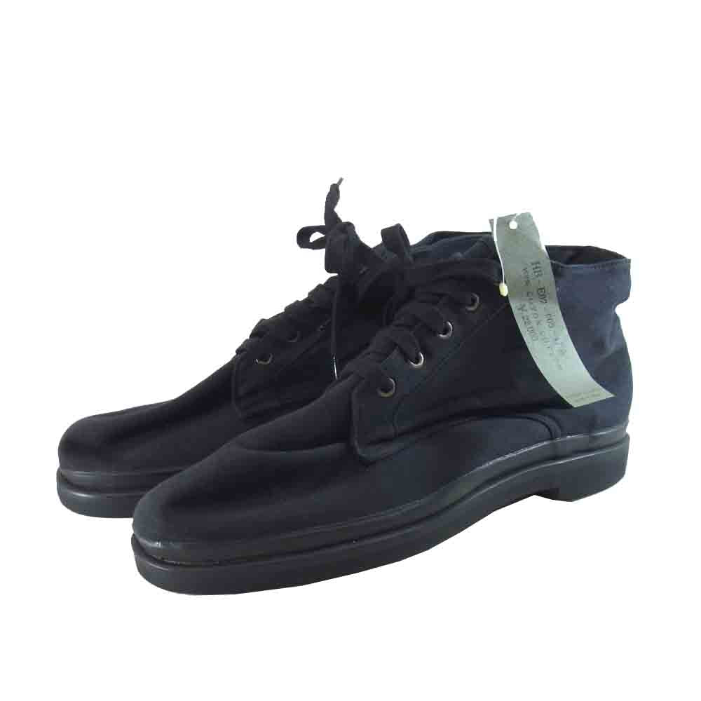 Yohji Yamamoto ヨウジヤマモト HB-E02-005-1LA 観賞用 80～90s POUR HOMME プールオム デッドストック 丸ロゴ キャンバス スニーカー ブラック系 L【中古】