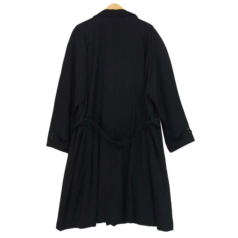 Yohji Yamamoto ヨウジヤマモト POUR HOMME プールオム 80s 丸ロゴ ベルト付き ステンカラーコート ブラック系 M【中古】