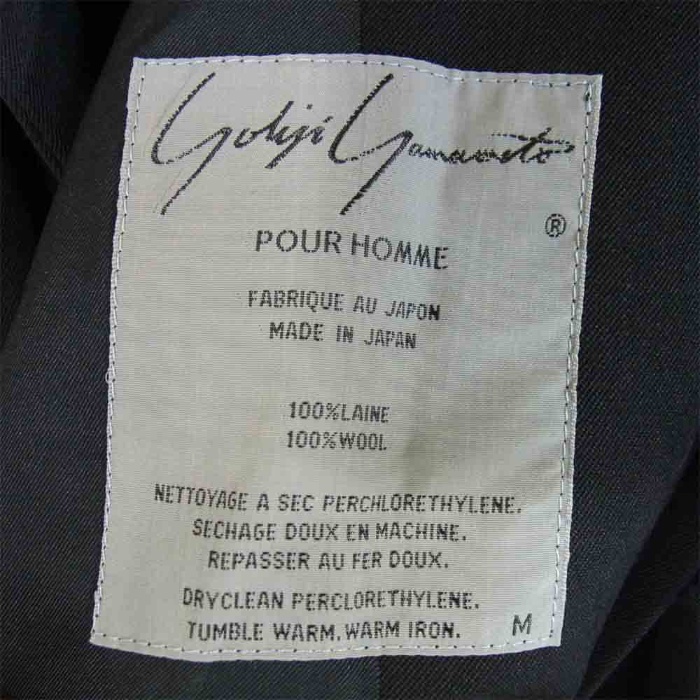 Yohji Yamamoto ヨウジヤマモト POUR HOMME プールオム 80s 丸ロゴ ベルト付き ステンカラーコート ブラック系 M【中古】