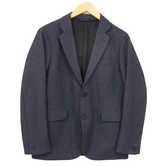 DESCENTE デサント 7749J194 未使用 ハウンドトゥース 千鳥格子柄 セットアップ テーラードジャケット テーパードパンツ スーツ　ブルー ネイビー系 S【極上美品】【中古】