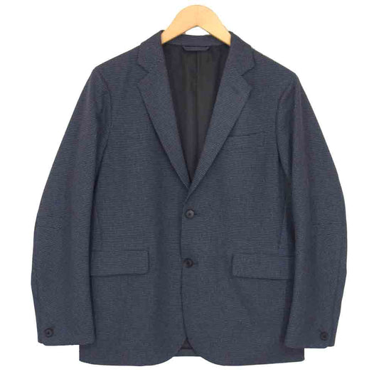 DESCENTE デサント 7749J194 未使用 ハウンドトゥース 千鳥格子柄 セットアップ テーラードジャケット テーパードパンツ スーツ　ブルー ネイビー系 S【極上美品】【中古】