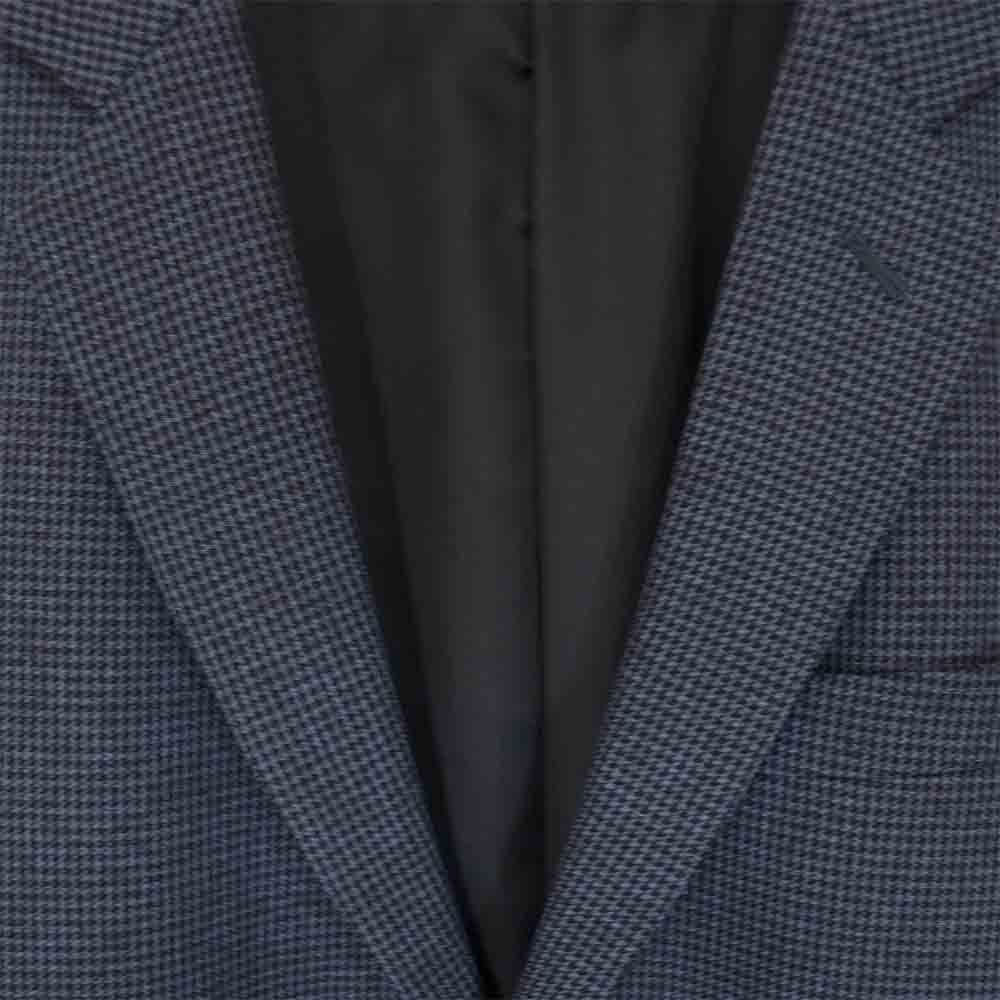 DESCENTE デサント 7749J194 未使用 ハウンドトゥース 千鳥格子柄 セットアップ テーラードジャケット テーパードパンツ スーツ　ブルー ネイビー系 S【極上美品】【中古】