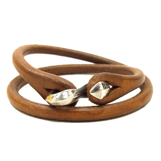 THE FLAT HEAD ザフラットヘッド レザー ブレスレット Sカン チョーカー ブラウン系【中古】