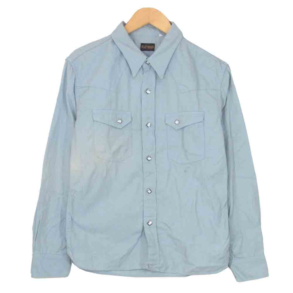 THE FLAT HEAD ザフラットヘッド シャンブレー ウエスタンシャツ ライトブルー系 40【中古】