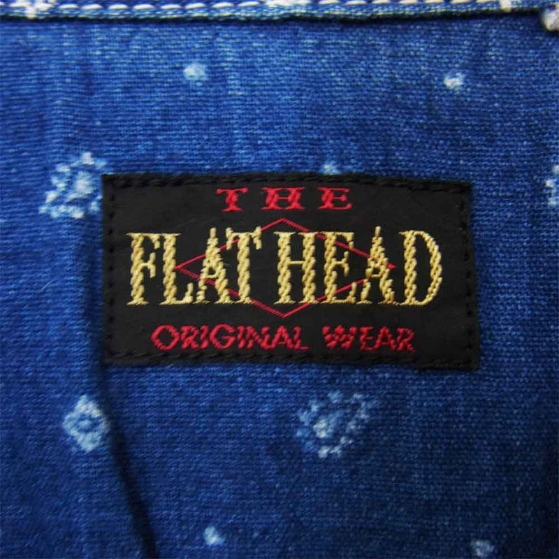 THE FLAT HEAD ザフラットヘッド ペイズリー ワークシャツ ネイビー系 38【中古】