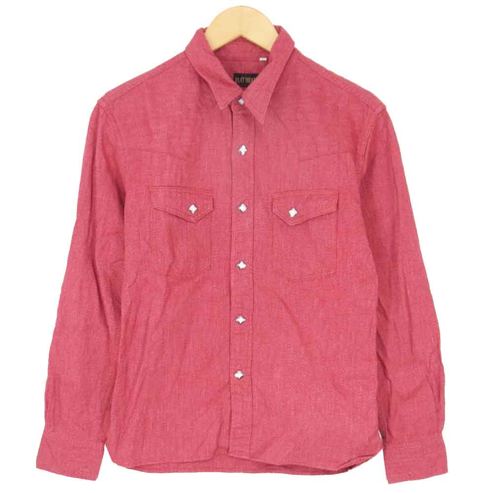 THE FLAT HEAD ザフラットヘッド ウエスタン ワークシャツ レッド系 38【中古】