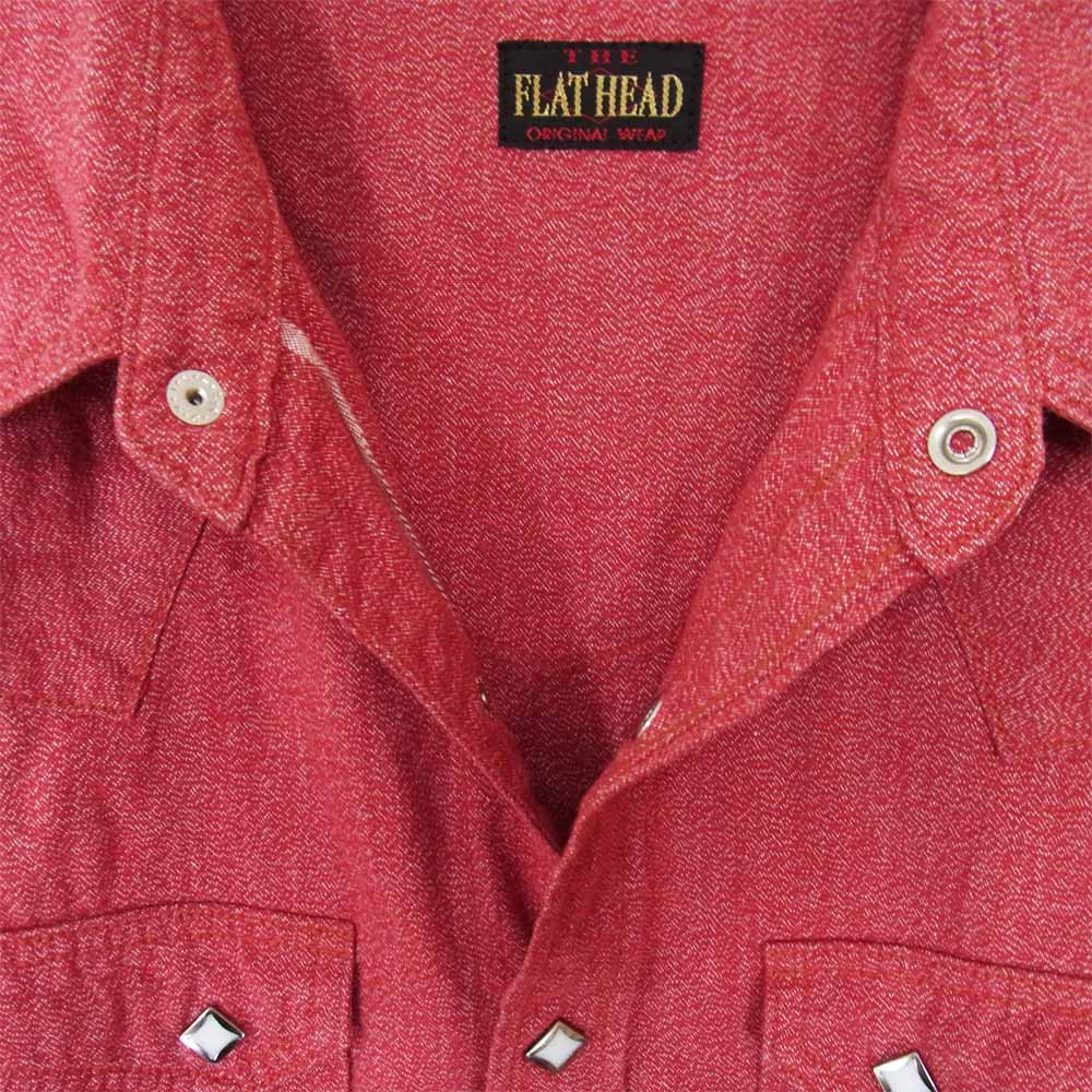 THE FLAT HEAD ザフラットヘッド ウエスタン ワークシャツ レッド系 38【中古】