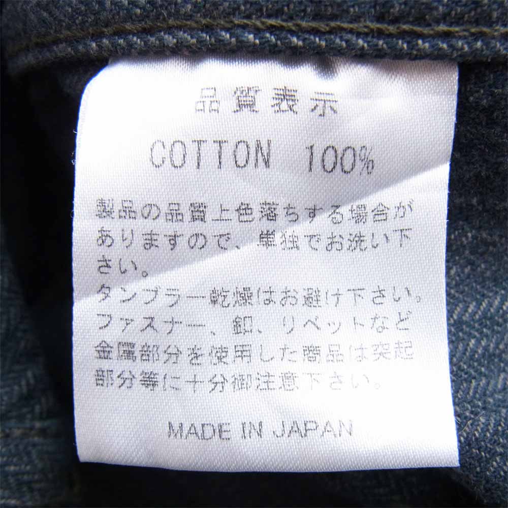 フラットヘッド 刺繍 ワークシャツ ネイビー系 38【中古】