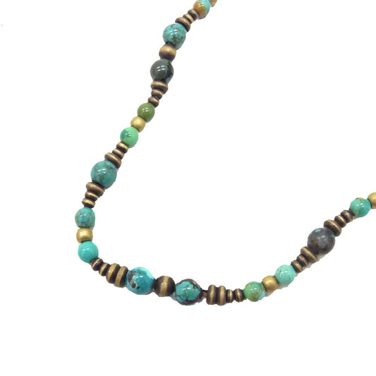THE FLAT HEAD ザフラットヘッド ターコイズ ビーズ ネックレス ブルー系【中古】