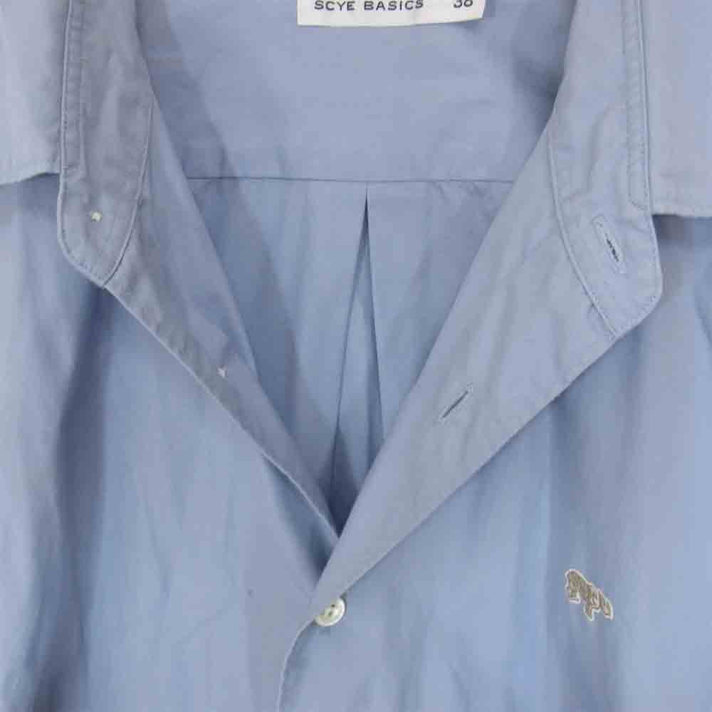 Scye サイ 5118-31428 コットン ボタン ベーシック 長袖 シャツ 青 ライトブルー系 38【中古】