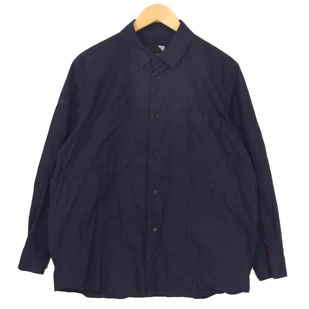 エイトン コットン ボタン ベーシック 長袖 シャツ  ネイビー系 4【中古】