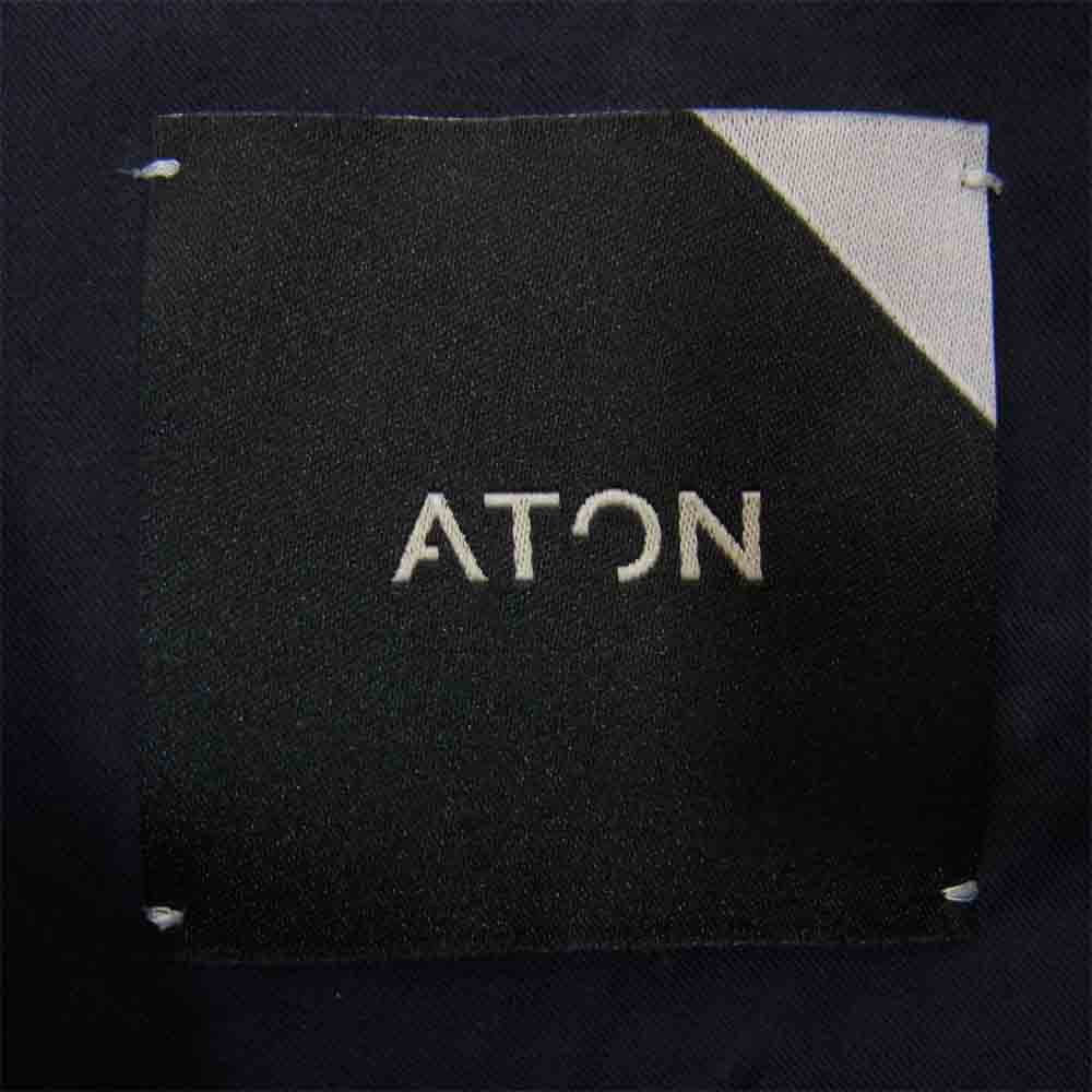 エイトン コットン ボタン ベーシック 長袖 シャツ  ネイビー系 4【中古】