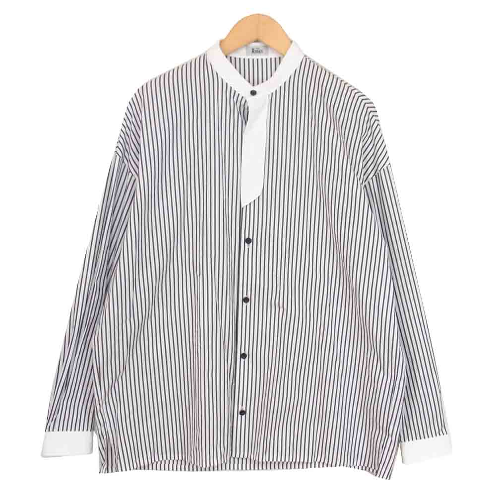 ザリラクス バンドカラー コットン ストライプ シャツ ブラック系 48【中古】