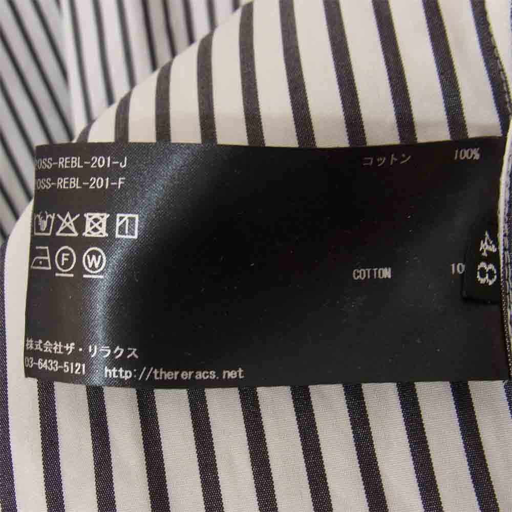 ザリラクス バンドカラー コットン ストライプ シャツ ブラック系 48【中古】