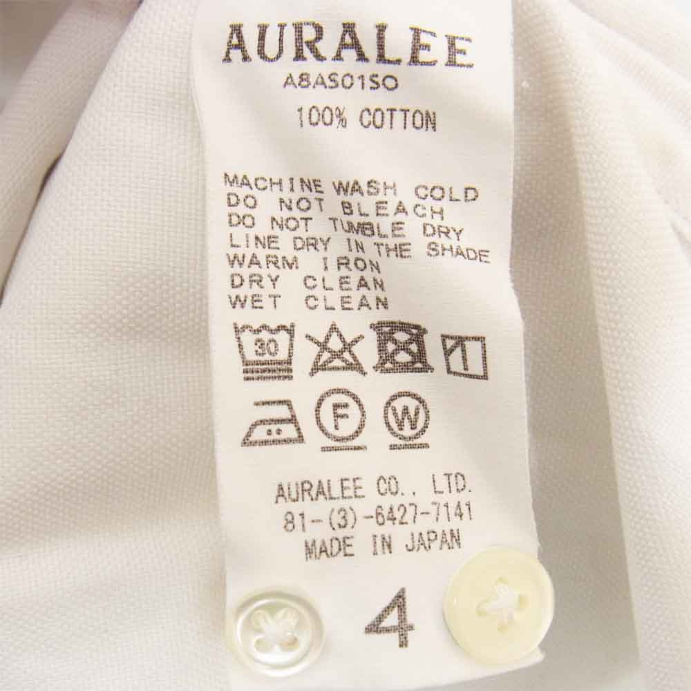 AURALEE オーラリー 18AW A8AS01SO BD ボタンダウン フィンクスコットン オックスフォード シャツ ホワイト系 4【中古】