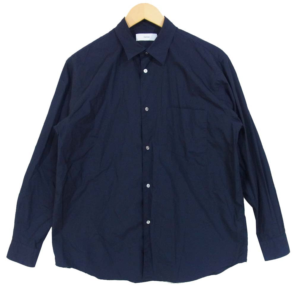 GRAPHPAPER グラフペーパー GM183-50069B REGULAR COLLAR SHIRT レギュラーカラー ロングスリーブ シャツ ネイビー系 2【中古】