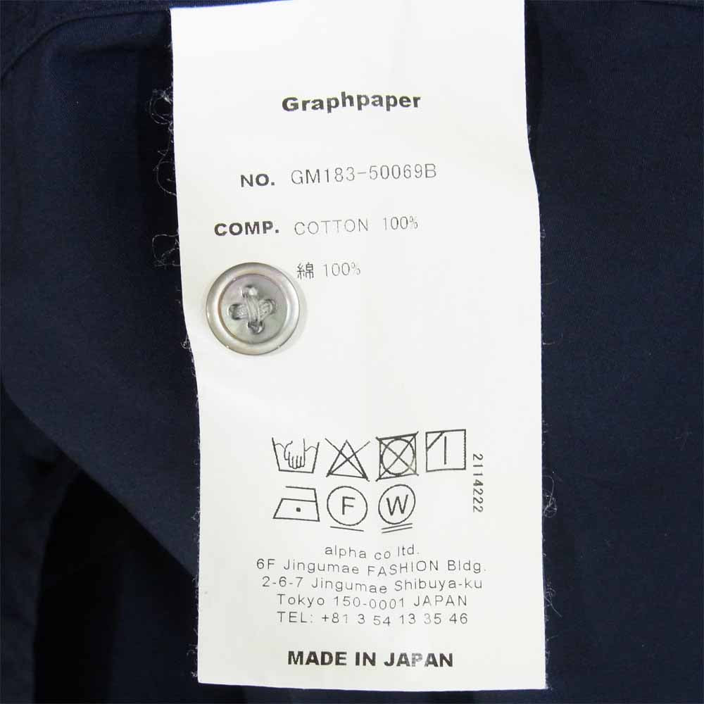 GRAPHPAPER グラフペーパー GM183-50069B REGULAR COLLAR SHIRT レギュラーカラー ロングスリーブ シャツ ネイビー系 2【中古】