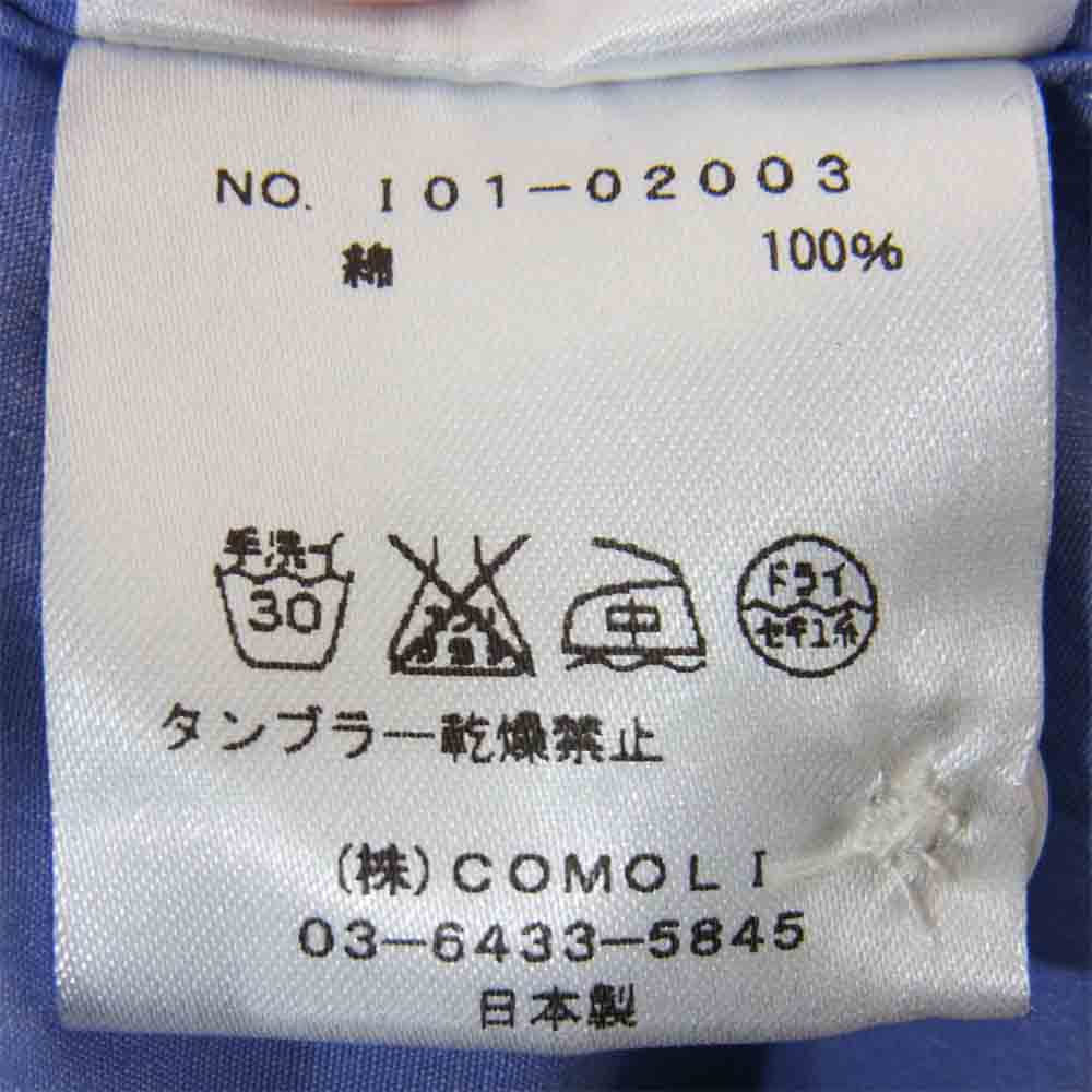 COMOLI コモリ 15AW 101-02003 Band Collar Shirt ポケット バンドカラーシャツ ブルー ブルー系 1【中古】