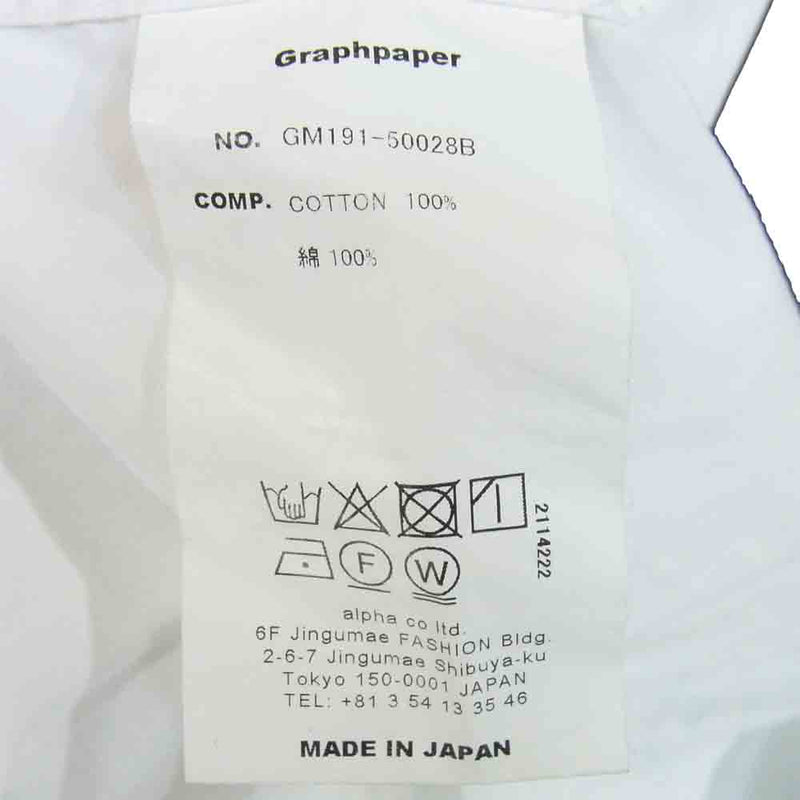 GRAPHPAPER グラフペーパー GM191-50028B BROAD REGULAR COLLAR SHIRT WHITE ブロード レギュラーカラーシャツ ホワイト系 3【中古】