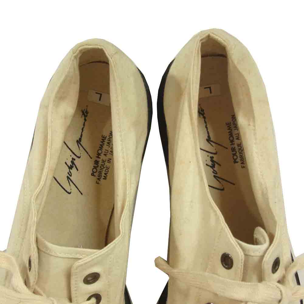 Yohji Yamamoto ヨウジヤマモト POUR HOMME プールオム 80~90s 丸ロゴ キャンバス ローカット スニーカー オフホワイト系 L【中古】