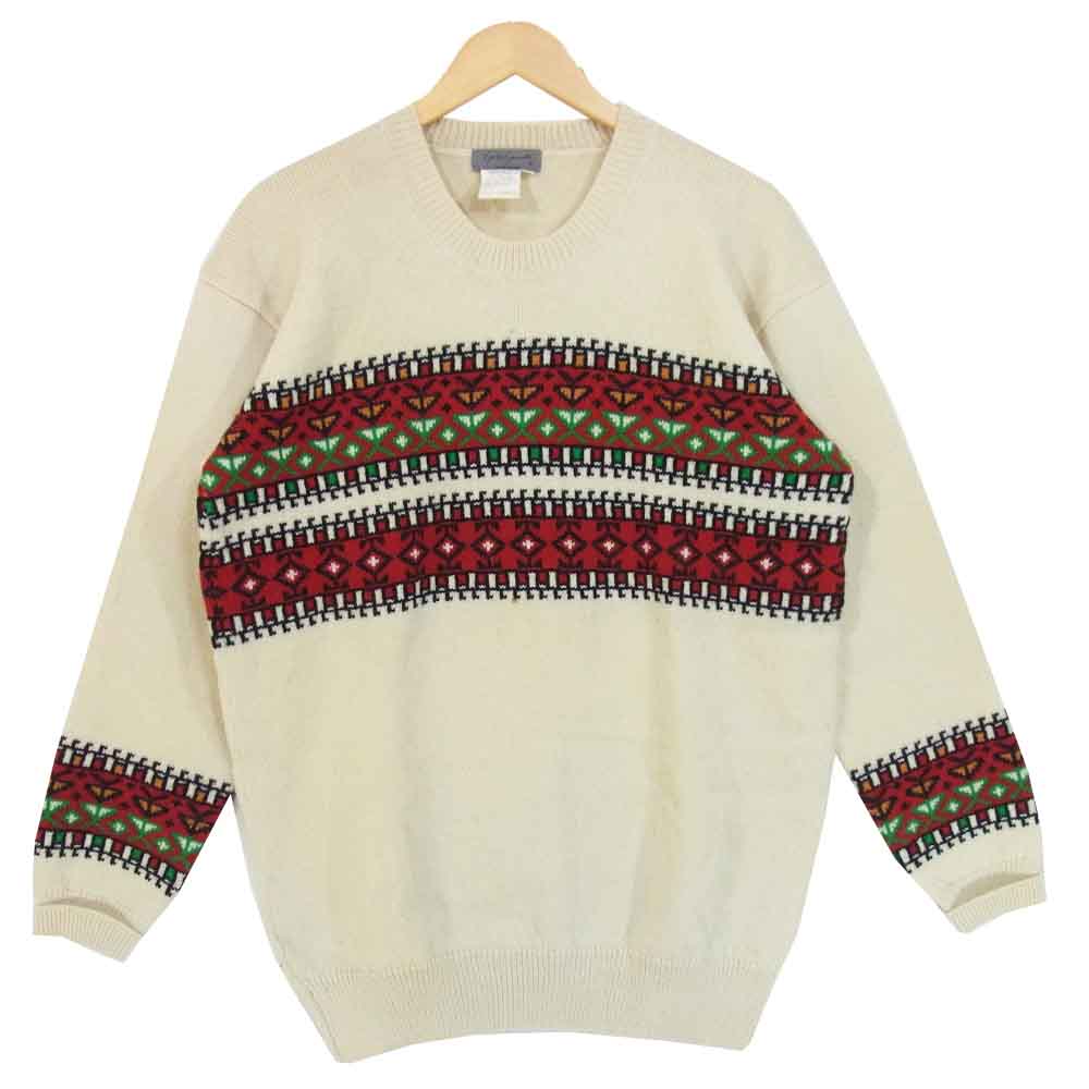 Yohji Yamamoto ヨウジヤマモト POUR HOMME プールオム 80～90s 丸ロゴ ノルディック ニット セーター ベージュ系 M【中古】