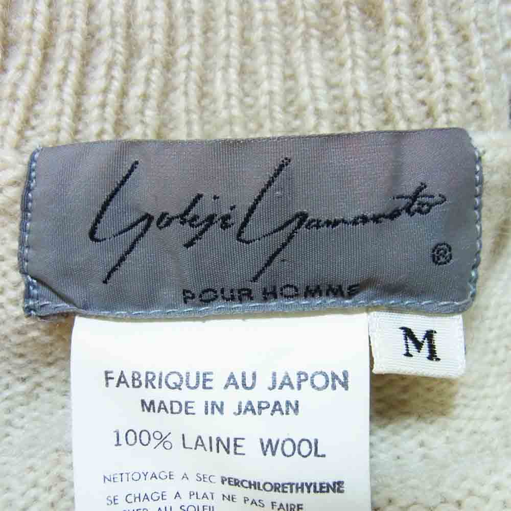 Yohji Yamamoto ヨウジヤマモト POUR HOMME プールオム 80～90s 丸ロゴ ノルディック ニット セーター ベージュ系 M【中古】