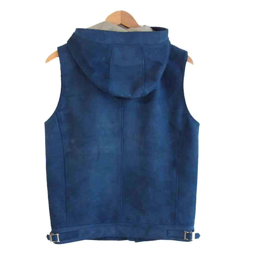サンセットベイ BUZZARDS HOODIE VEST スエード レザー ベスト ブルー系 1【中古】