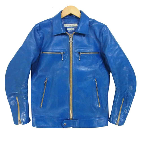 サンセットベイ 馬革 ホースハイド GEORGIA ジョージア レザー ジャケット ブルー系 3【中古】
