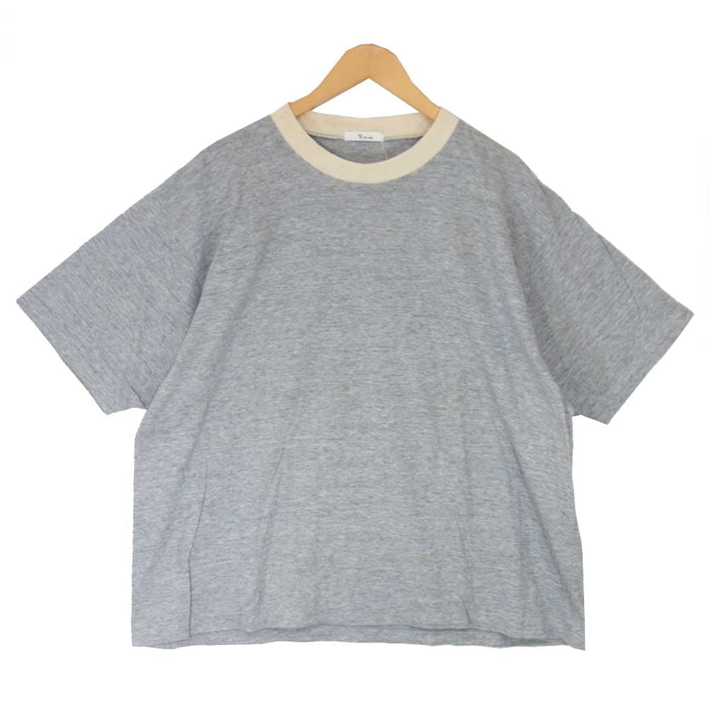 Yohji Yamamoto ヨウジヤマモト Y's for men ワイズフォーメン 80s 初期タグ リブ付 ワイド 半袖Tシャツ グレー系 サイズ表記無【中古】