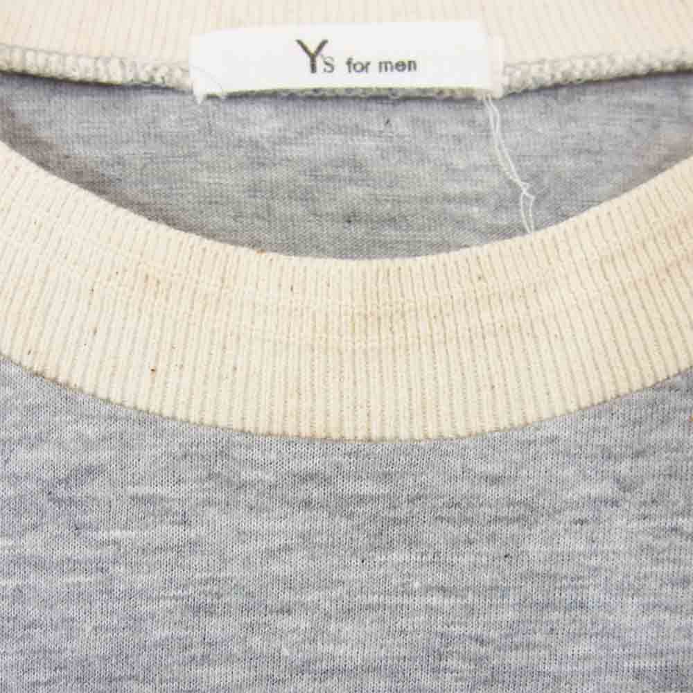 Yohji Yamamoto ヨウジヤマモト Y's for men ワイズフォーメン 80s 初期タグ リブ付 ワイド 半袖Tシャツ グレー系 サイズ表記無【中古】